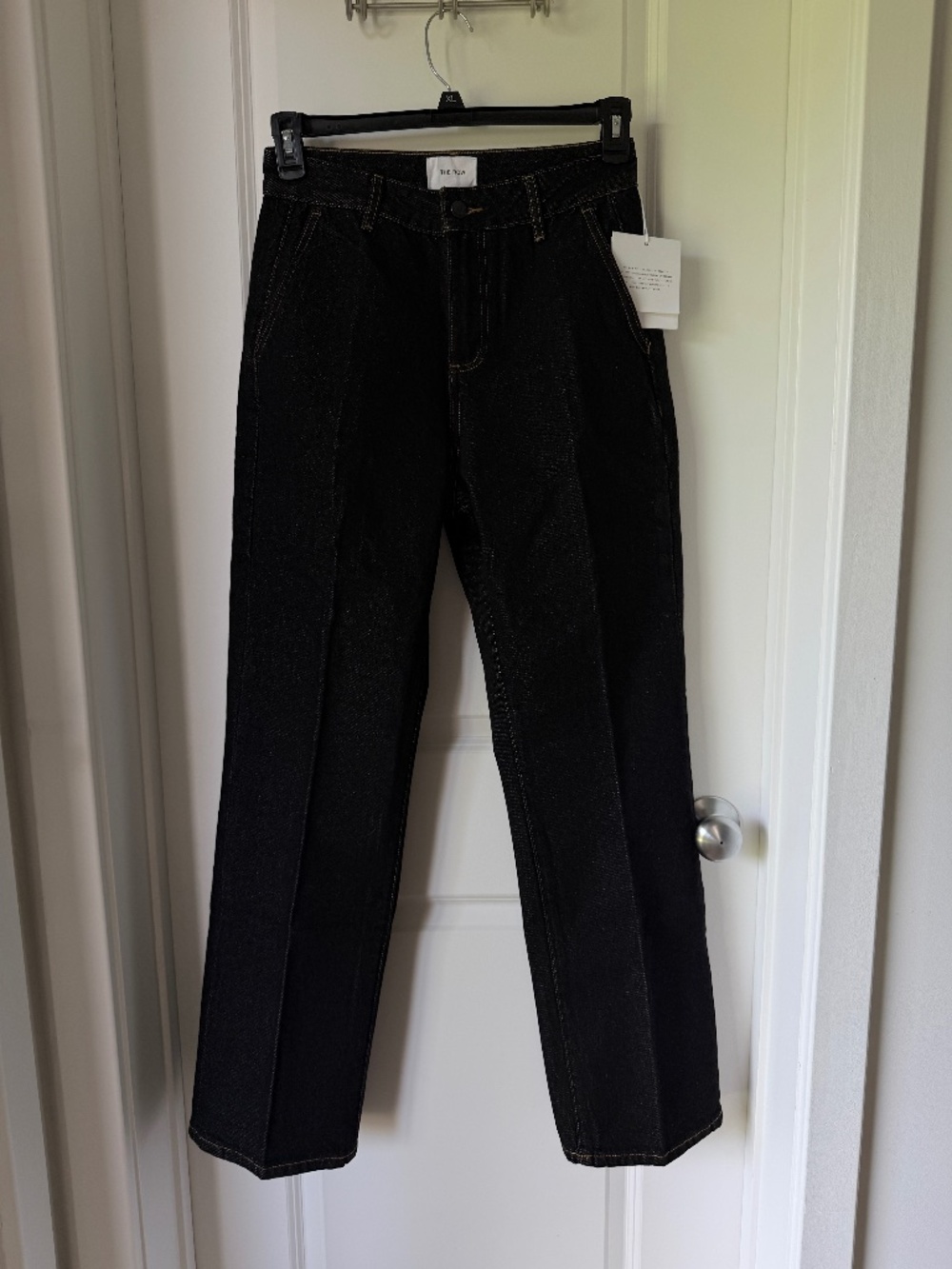 NWT The Row Black Raw Denim Straight Leg Jeans Size 27